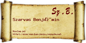 Szarvas Benjámin névjegykártya